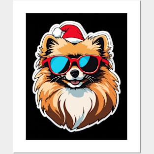 Pomeranian Christmas Drawing Posters and Art